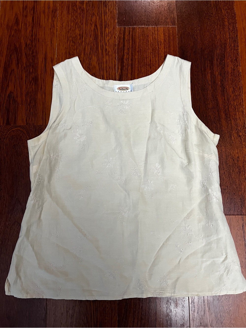 Talbots cream butter colored silk linen blend tank cottage core size 10